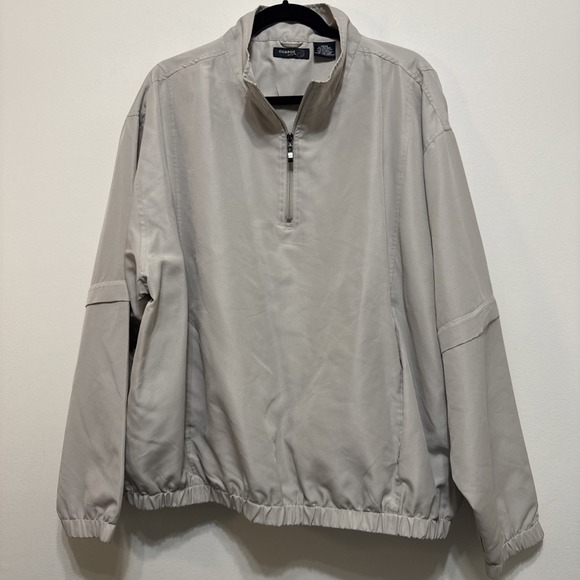 George Other - George Golf Pullover Jacket Mens XL Beige Detachable Long Sleeve 1/4 Zip EUC